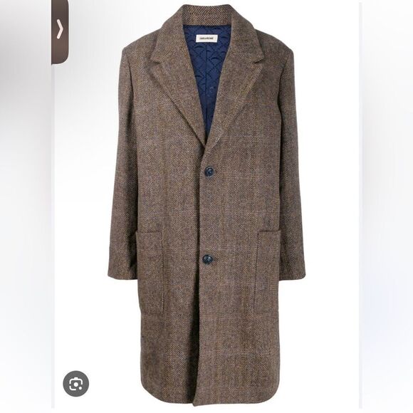 Zadig & Voltaire Macy Wool Check Coat size 38 CHARBON - Picture 1 of 12